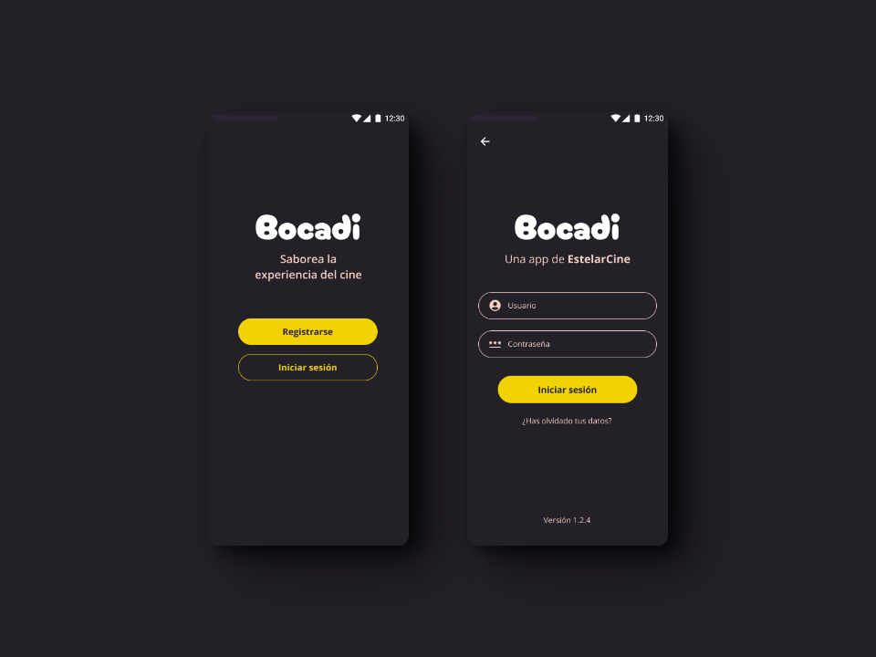 Screenshots of the login and registration page