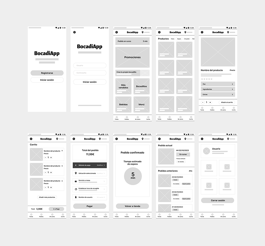 Image of the wireframes.