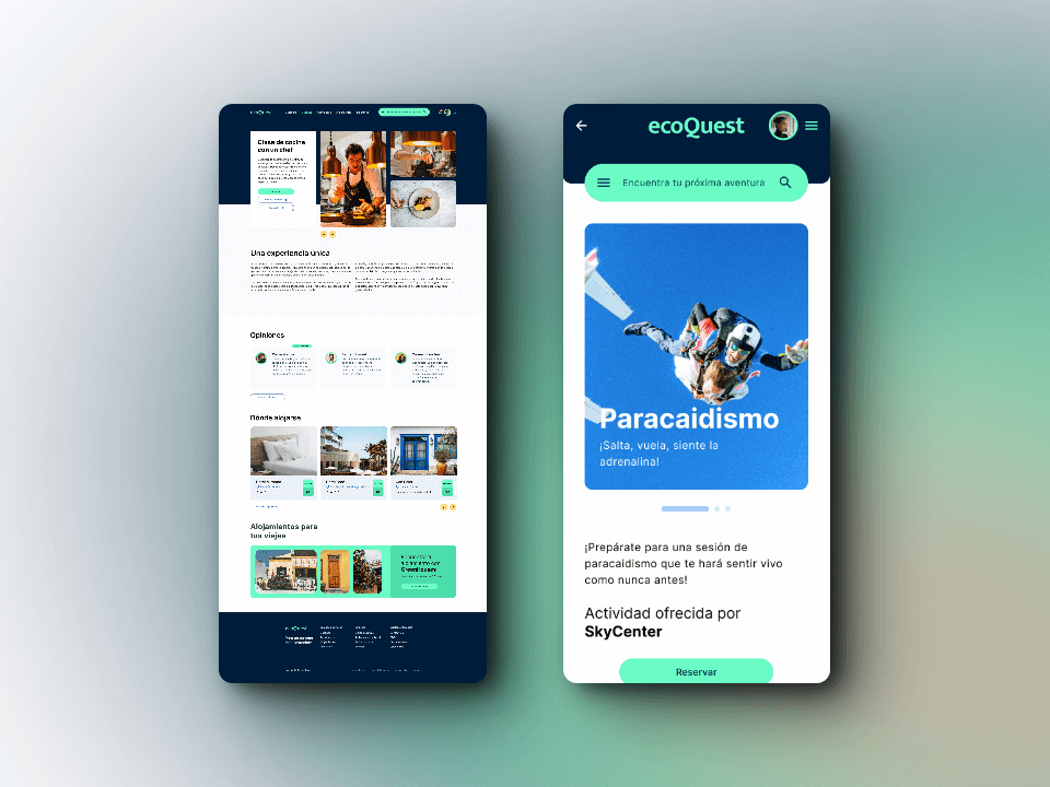 Screenshots of the activity page