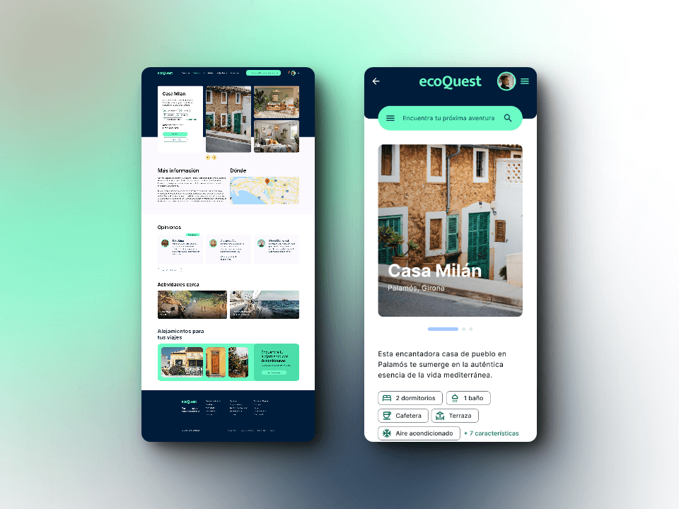Screenshots of the accommodation page