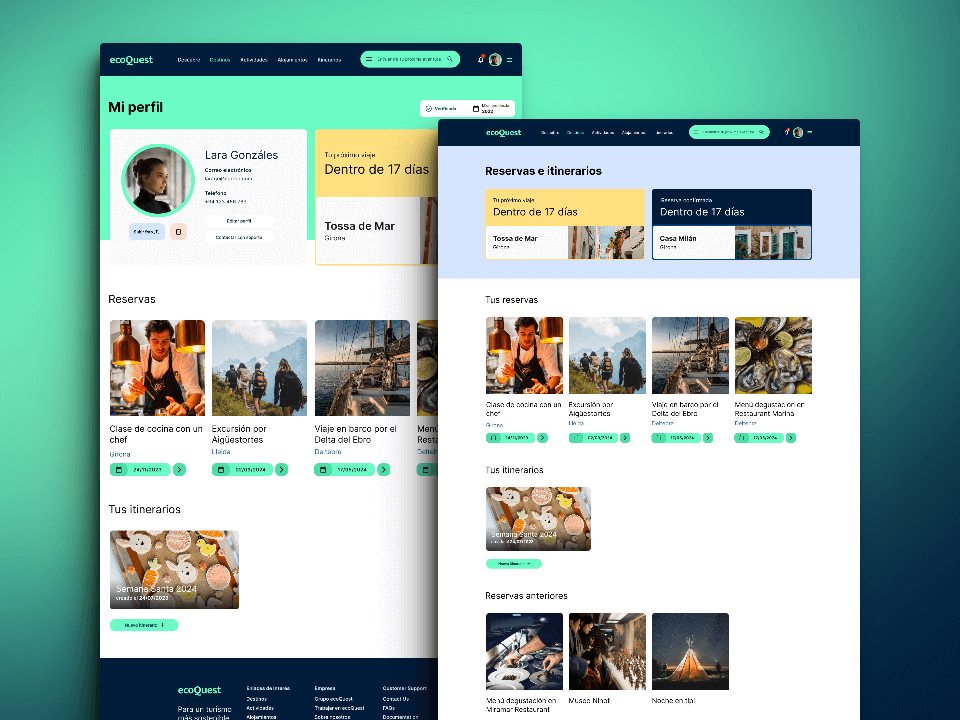 Screenshots of other pages