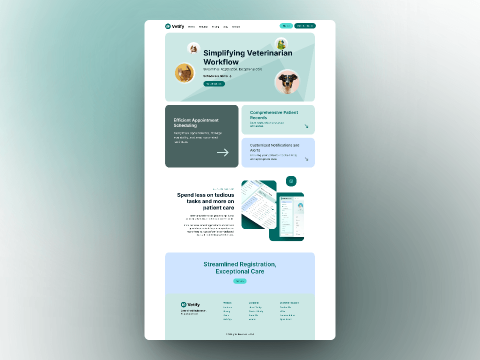 Screenshots of the home page